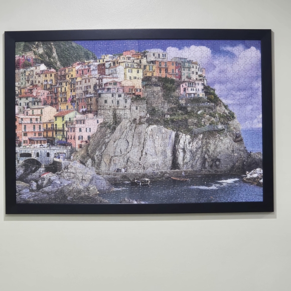 Puzzle Art - 1000-Pc Puzzle Cinque Terre Italy - Completed and Black Framed - Picture 7 of 16